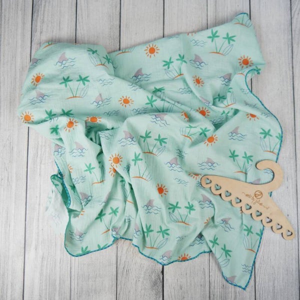 100 x 135cm Musselin Decke Strand Mint