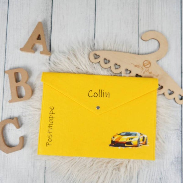 POSTMAPPE GELB - Lamborghini Gelb -  personalisiert