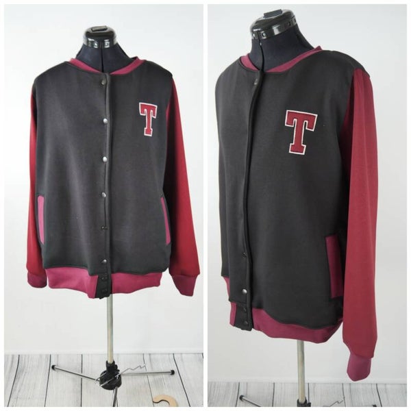 Damen College Jacke - Schwarz Bordeaux *personalisierbar