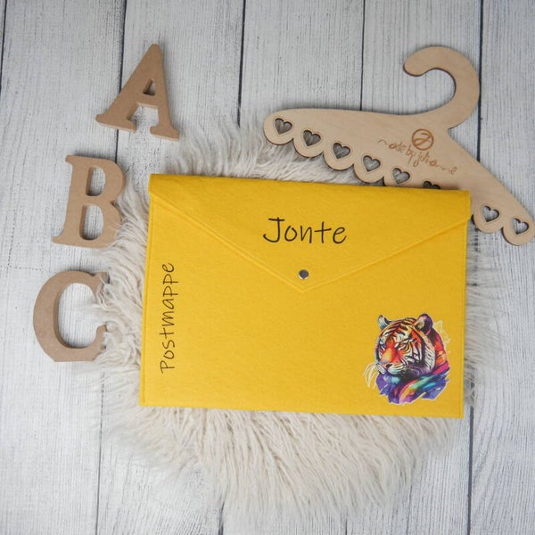 POSTMAPPE GELB - Tiger -  personalisiert