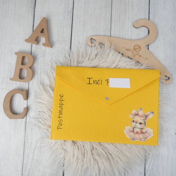 POSTMAPPE GELB - Ballerina Hase-  personalisiert