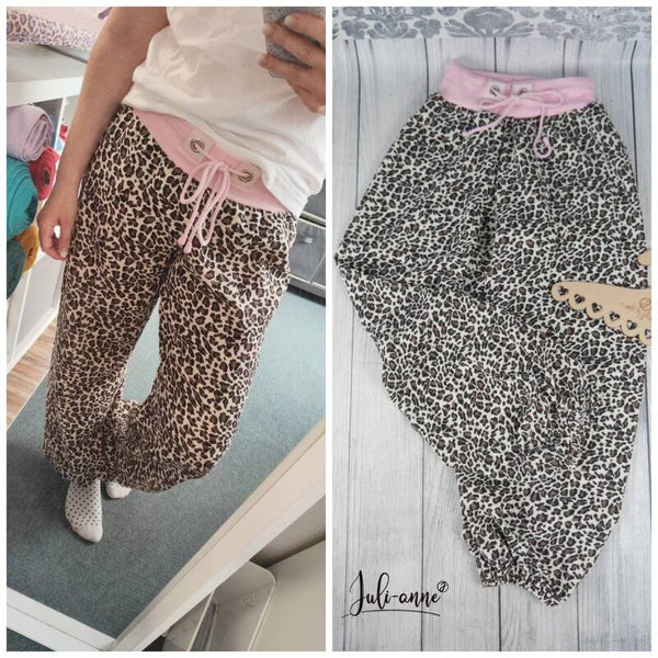 DAMEN Pumphose Musselin Leopard