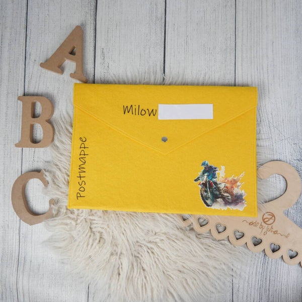 POSTMAPPE GELB - Motocross -  personalisiert