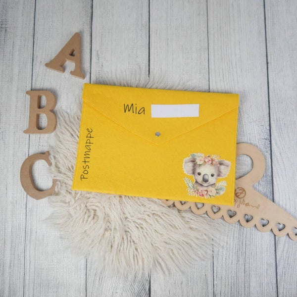 POSTMAPPE GELB - Wild Animals Koala -  personalisiert