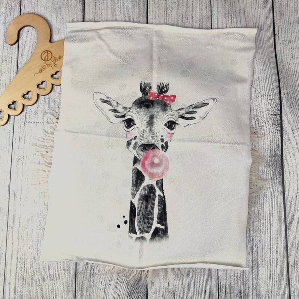 ABVERKAUF - STOFF 195 40x50cm Panel Giraffe Bubblegum