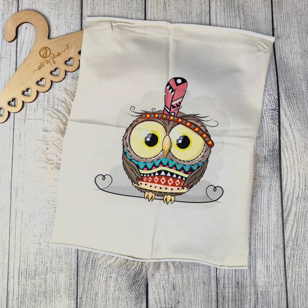ABVERKAUF - STOFF 195 40x50cm Boho Eule