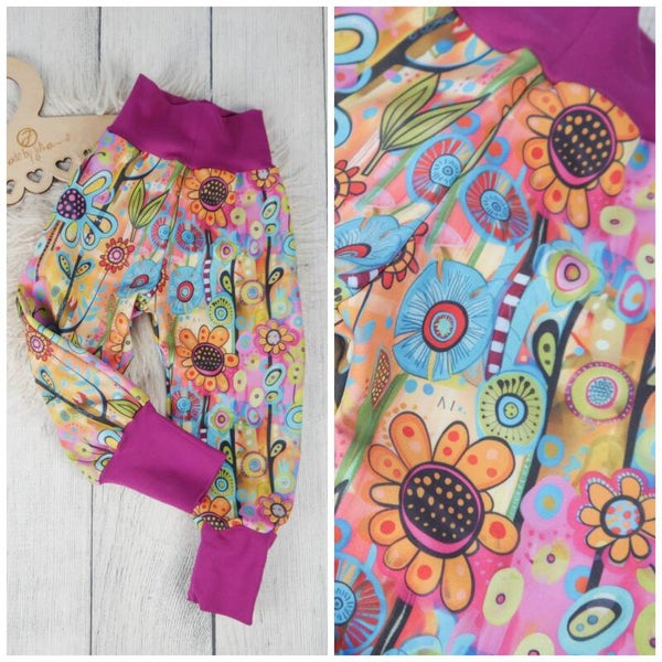74/80 Matschhose Softshell bunte Blumen