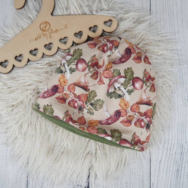 KU 55-58 Beanie bunte Kastanien & Pilze   #warm