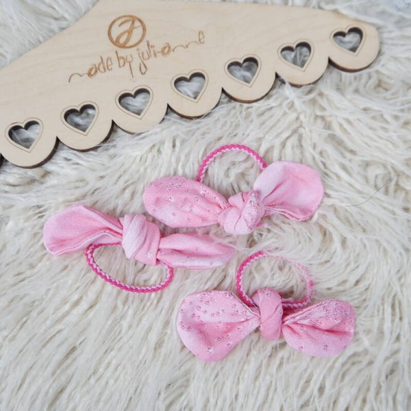 Schleifen Haargummi Fakeglitzer pinkrosa