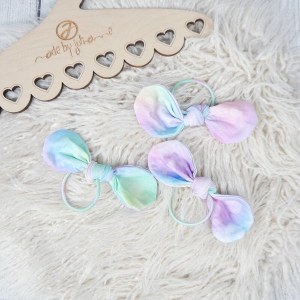 Schleifen Haargummi pastell Rainbow