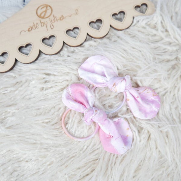 Schleifen Haargummi gold glitter