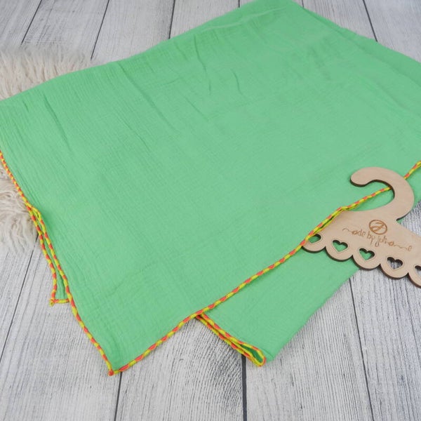 200x135cm Musselin Decke Neon Grün