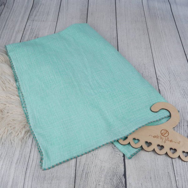 200x135cm Musselin Decke Dunkelmint