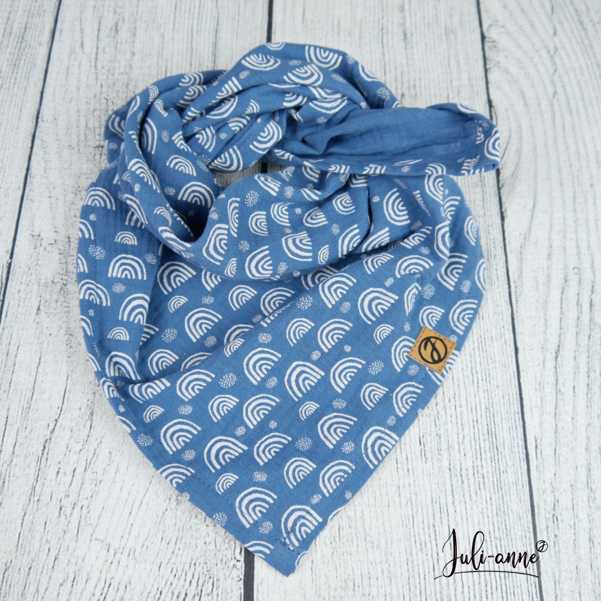 1 - 3 Jahre Musselintuch Regenbogen Rauchblau