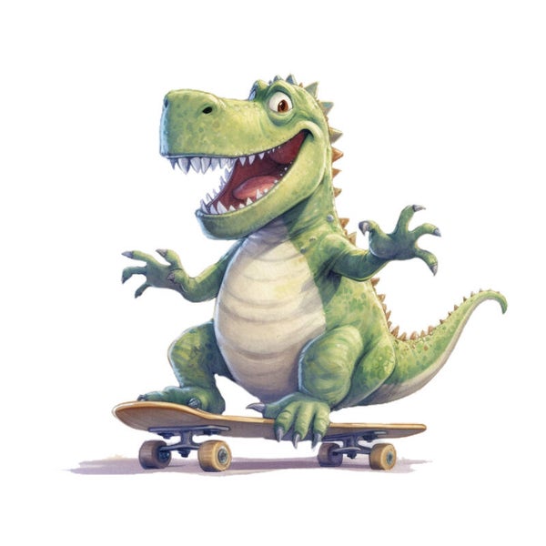 Bügelbild ADK Skater Dino Krokodil