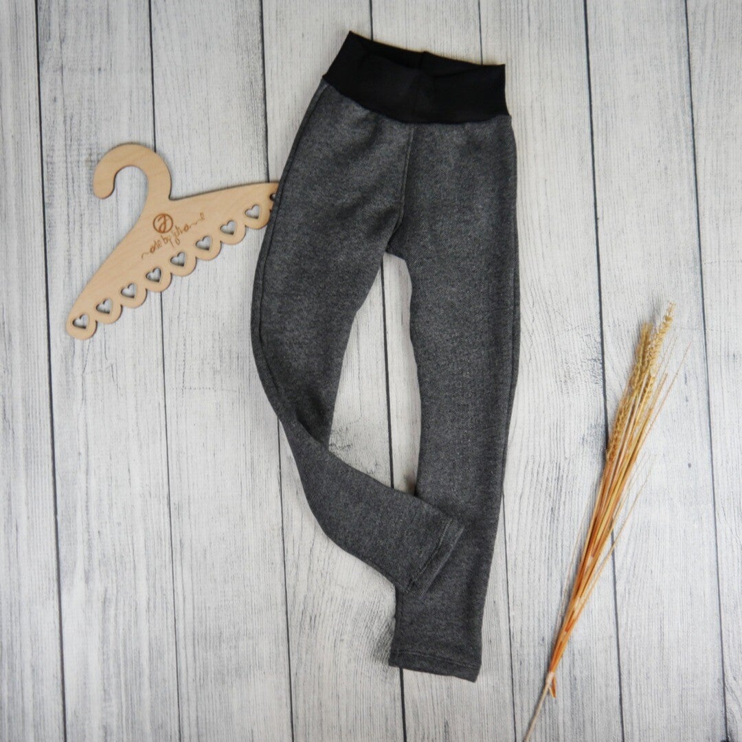 Taschen-Leggings Lammfleece Schwarz Meliert
