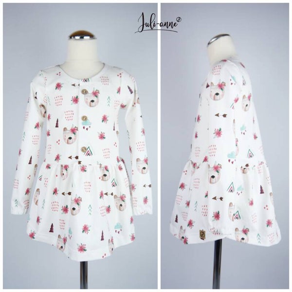 Long-Bluse / Kleid Boho Bär Cremeweiß