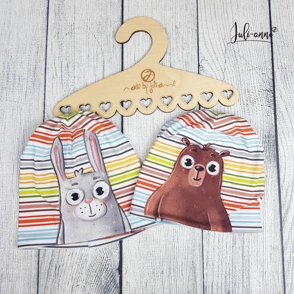 Beanie Wendbar Bunny & Bear