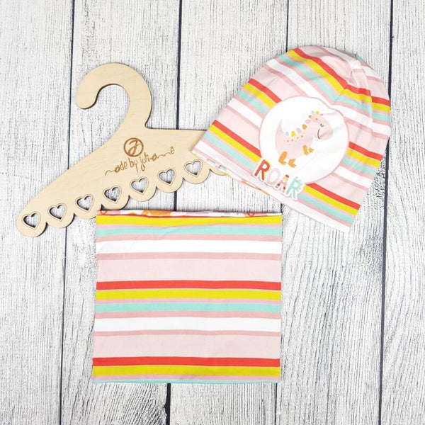 Set: Beanie & Schlupfschal WENDBAR Dino Girl