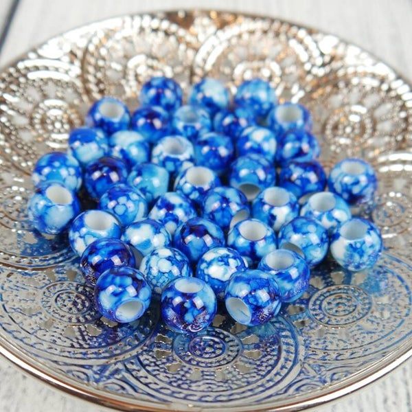 4 Stück Perle Großloch 12mm Blue