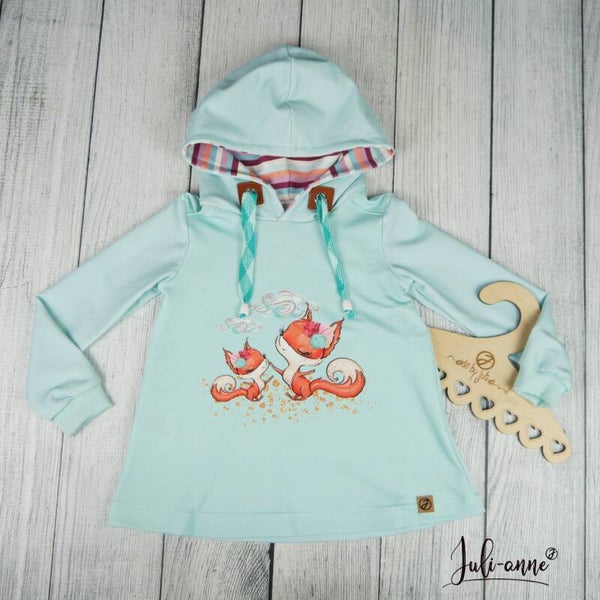 Girly Hoodie Herbst Füchse Mint