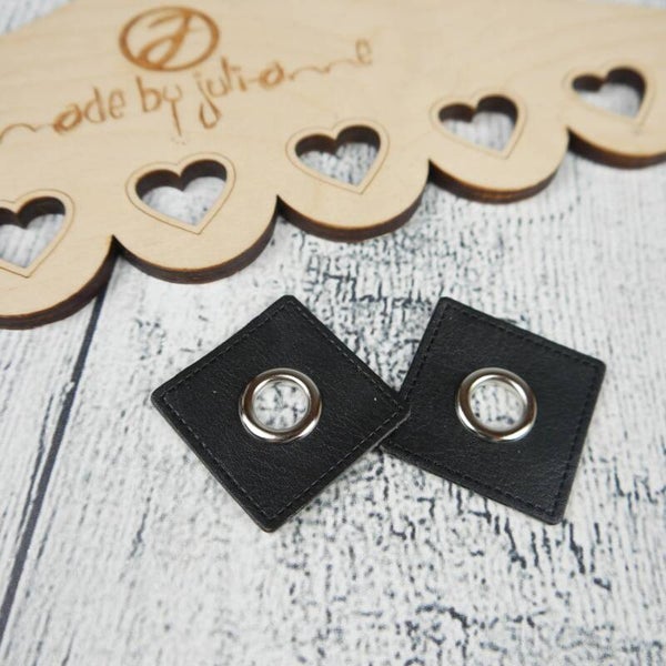 2 Ösen - Patch 37mm Schwarz