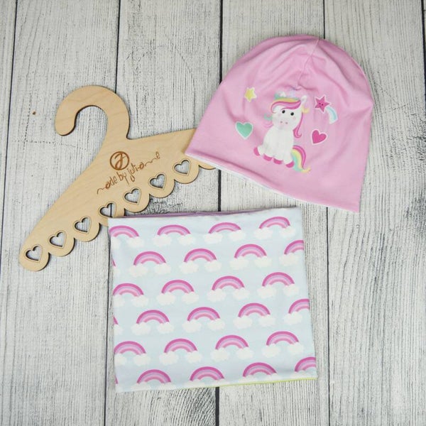 Set: Beanie & Schlupfschal Einhornliebe