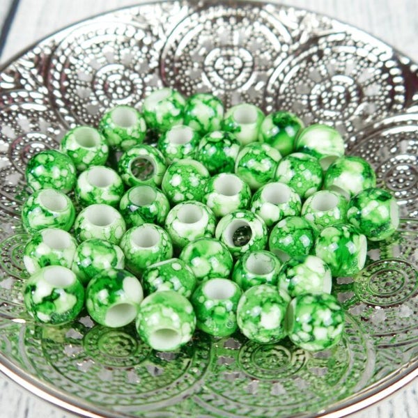 4 Stück Perle Großloch 12mm Grün