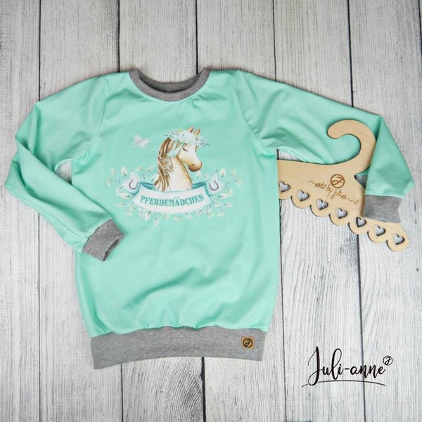 Pullover Max Panel Pony Pferdemädchen Mint
