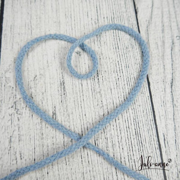 5mm Kordel Baumwolle - Helles Rauchblau