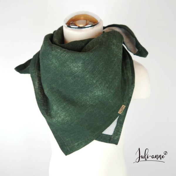 Musselin Halstuch Jeanslook Dunkelgrün