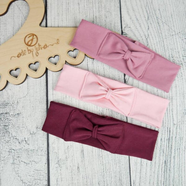 Stirnband mit Schleife Hellrosa / Altrosa / Bordeaux