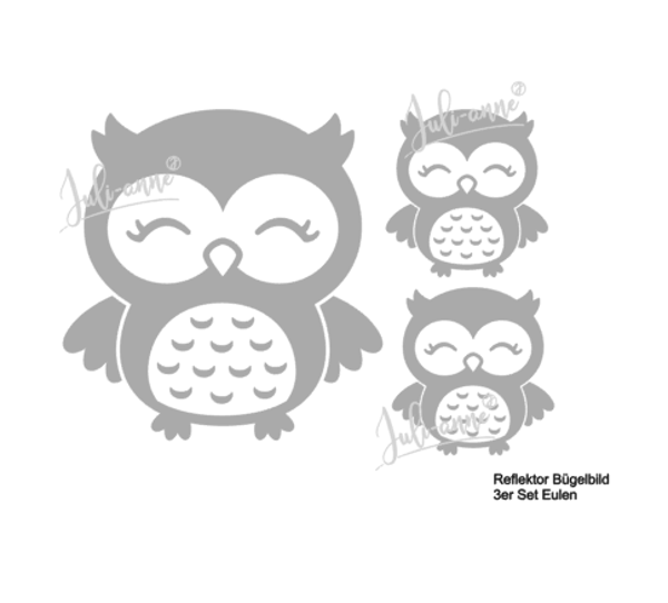 Reflektor Bügelbild - 3er Set Eule