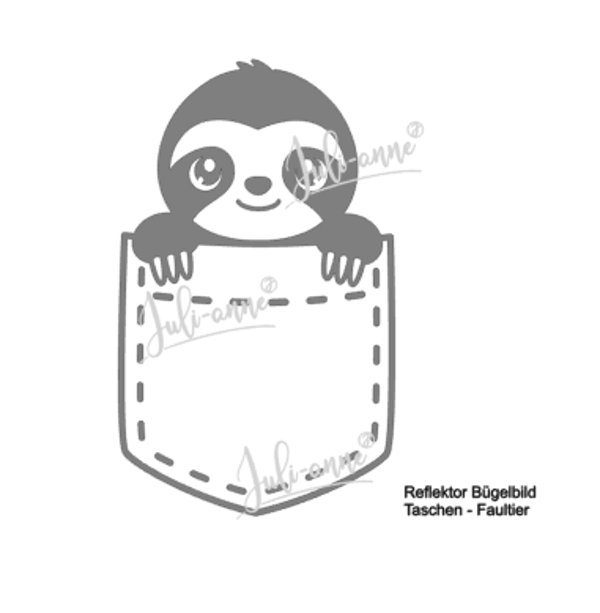 Reflektor Bügelbild - Taschen Faultier