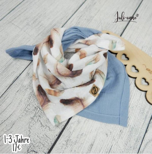 1 - 3 Jahre Musselintuch 2teilig Federn