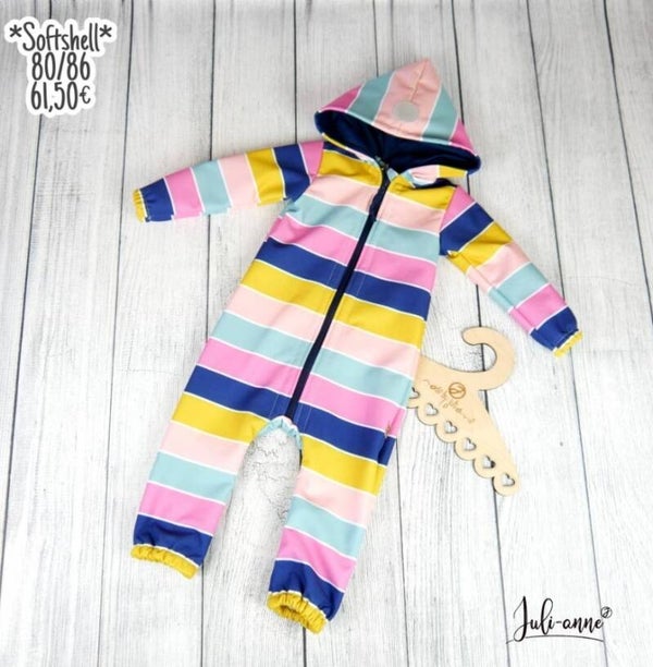 80 / 86 Overall Softshell Blockstreifen Bunt