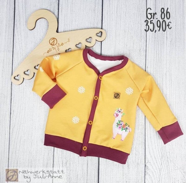 86 Cardigan Blumen Lama Gelb