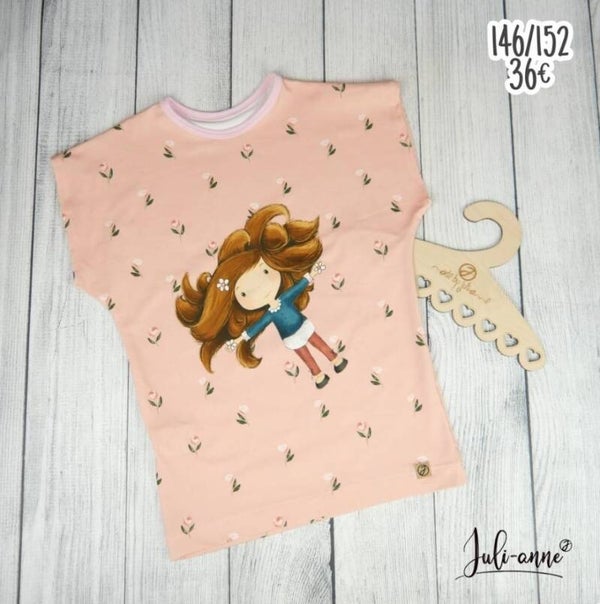 146 / 152 Shirt Simply Summer Blumen Mädchen Apricot