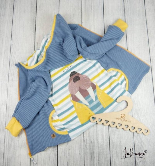 Sweatjacke Grobstrick Rauchblau Maritim Walross