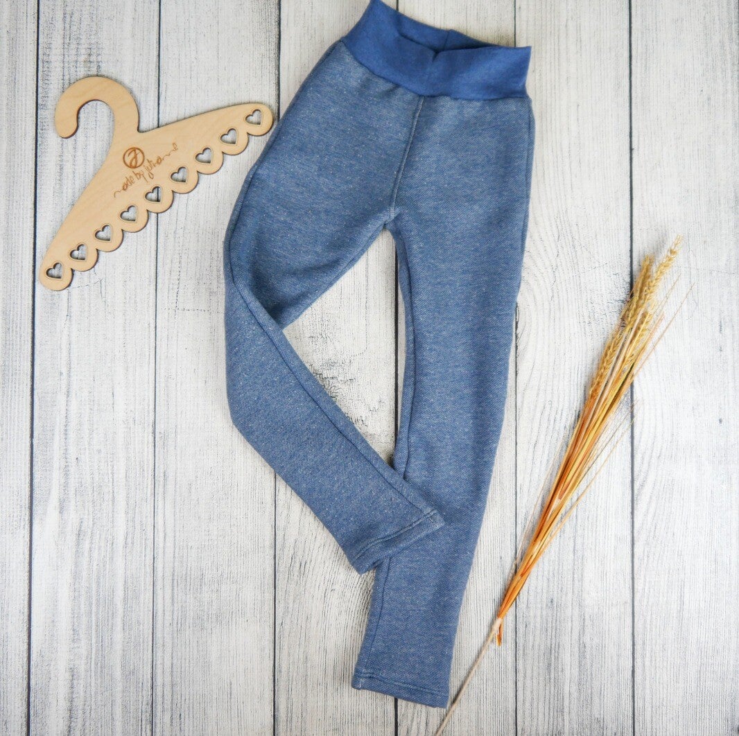 Taschen-Leggings Lammfleece Jeansblau
