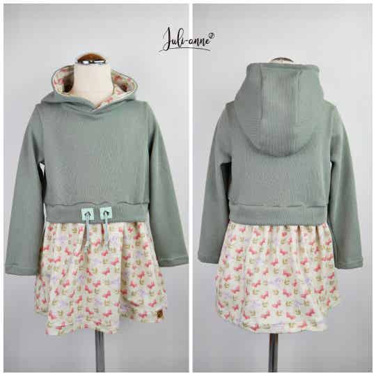 Girly Sweater - Tunika mit/ohne Kapuze Strick Dunkelmint ~ Vögelchen