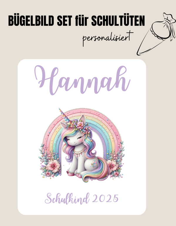 Set für Schultüte *personalisiert*  Rainbow Unicorn 1