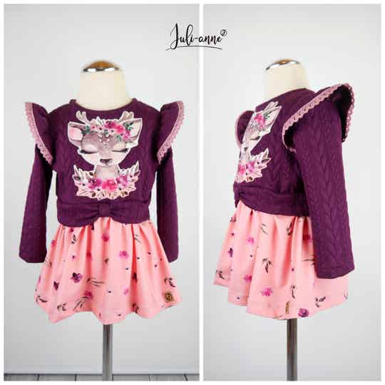 Girly Sweater - Tunika mit/ohne Kapuze Zopfstrick Reh Rosie