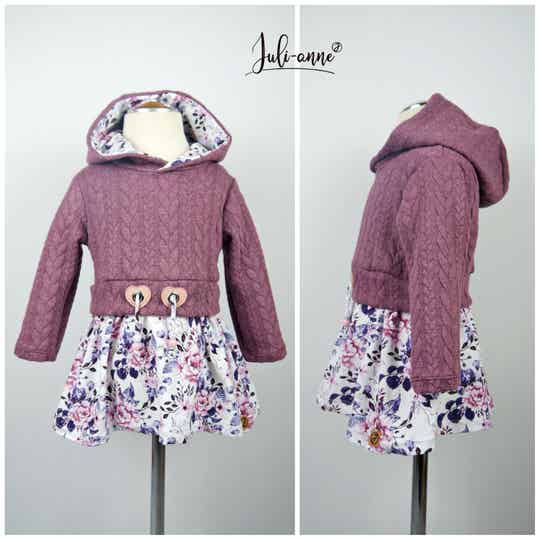 Girly Sweater - Tunika mit/ohne Kapuze Zopfstrick Fuchsia