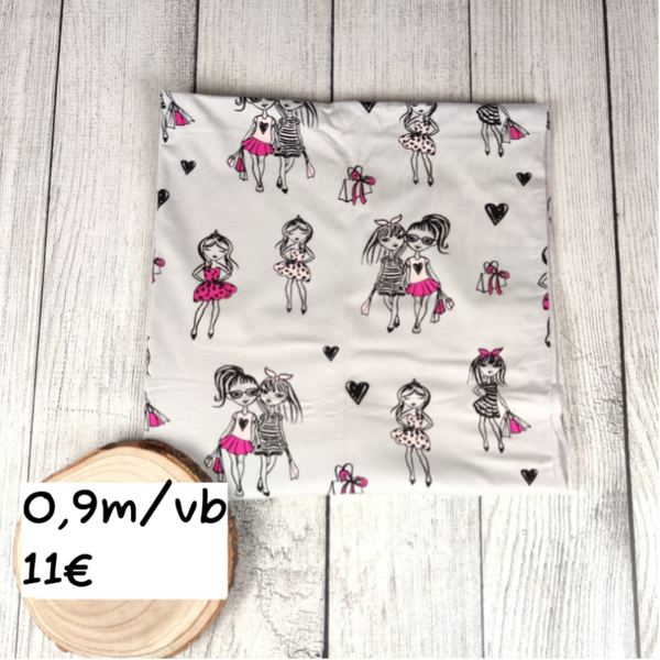 ABVERKAUF - STOFF 43 0,9m Jersey Shopping Girls