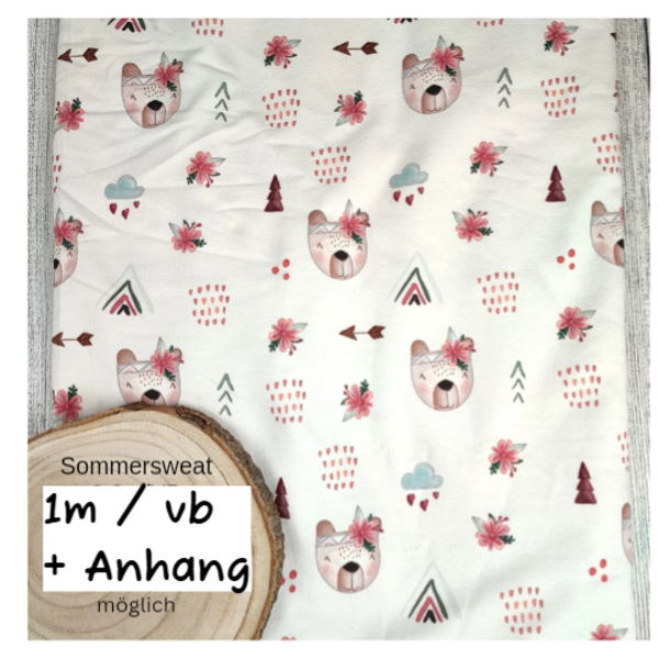 ABVERKAUF - STOFF 13 1m/vb Sommersweat Boho Bären