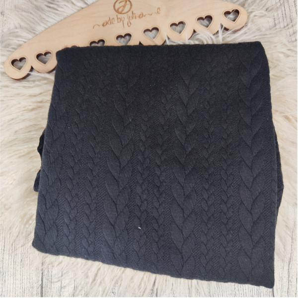 ABVERKAUF - STOFF 184 0,4/VB + 1,20x60cm Zopfstrick Schwarz
