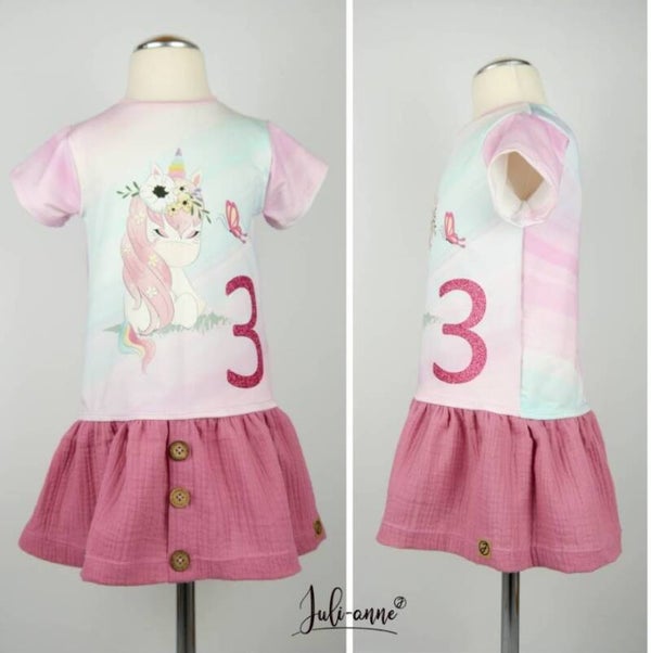 Tunika Lilli Blumen Einhorn *Geburtstag personalisierbar