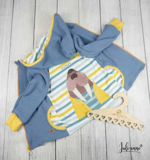 Sweatjacke Grobstrick Rauchblau Maritim Walross