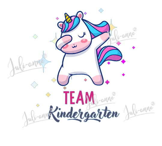 Bügelbild Einhorn TEAM KINDERGARTEN
